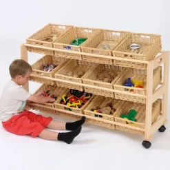 Tilted Wicker Basket Tidy With 12 Baskets