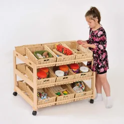 Tilted Wicker Basket Tidy With 18 Baskets