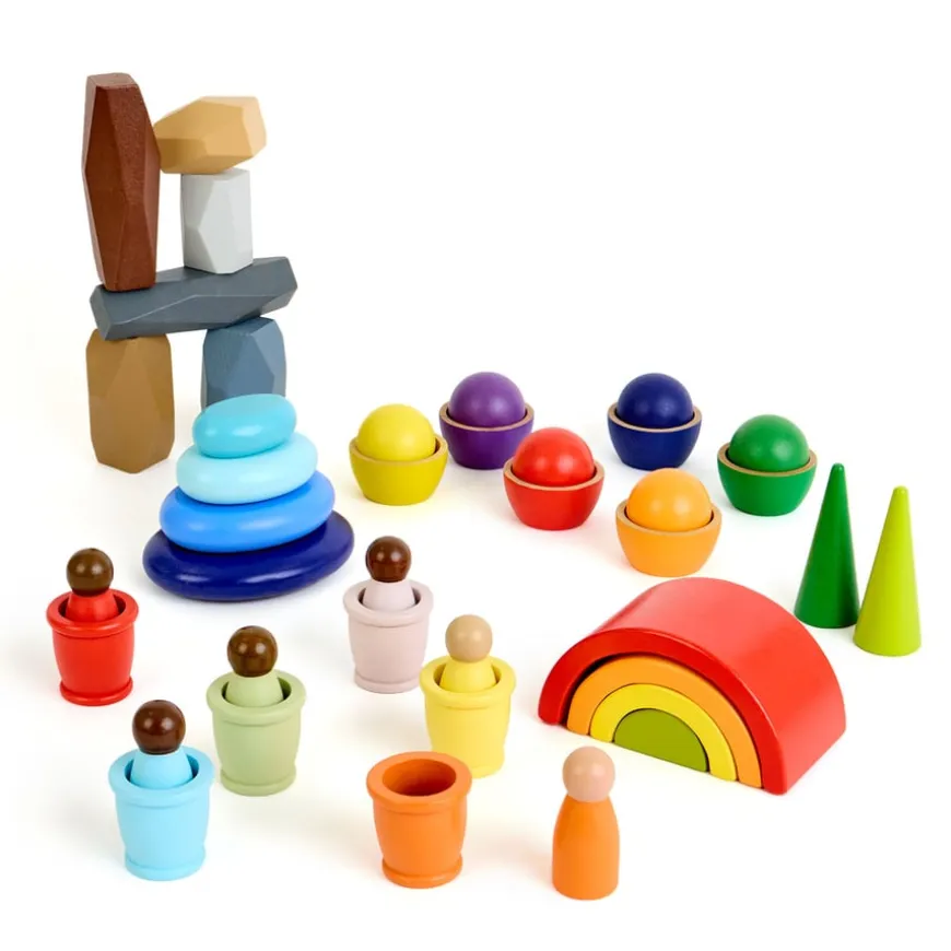Tonal Rainbow Small World Loose Parts Collection