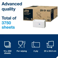 TORK® Advanced Soft Singlefold Hand Towels 2 Ply 15pk
