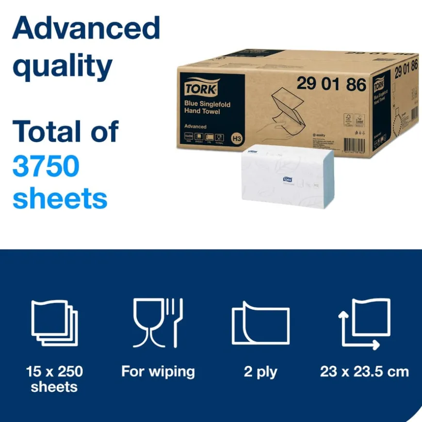 TORK® Singlefold Hand Towels 2 Ply 15pk