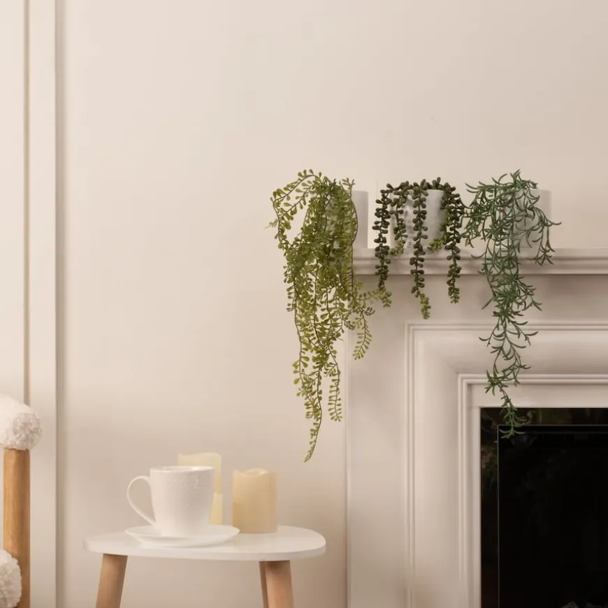 Trailing Plants in White Matt Ceramic Pots 3pk