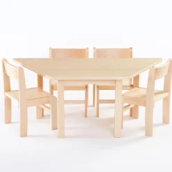 Trapezoidal Solid Beech Table L120cm