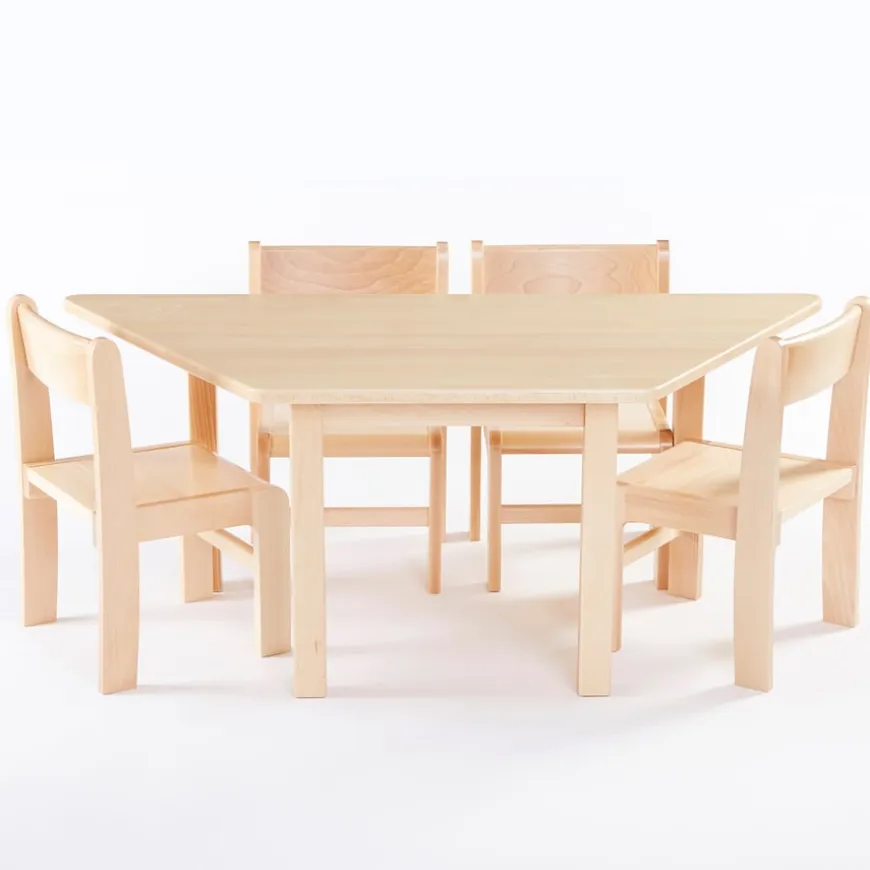 Trapezoidal Solid Beech Table L120cm