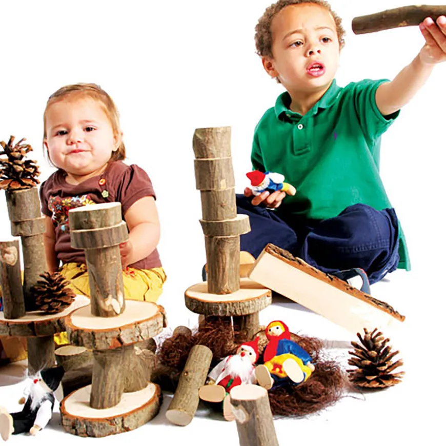 Tree Blocks With Bark 36pcs
