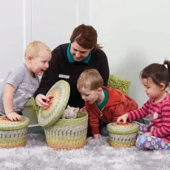 TTS Colourful Nesting Seagrass Storage Baskets 3pk