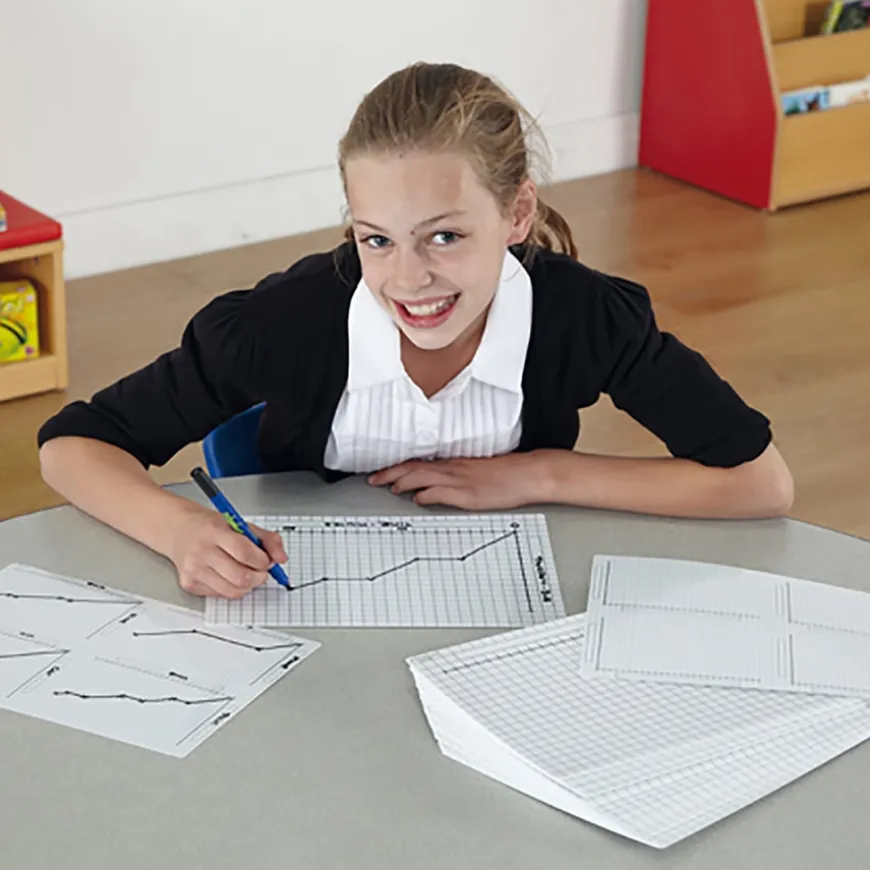 TTS Data Handling Whiteboards with Graph Template A4 35pk
