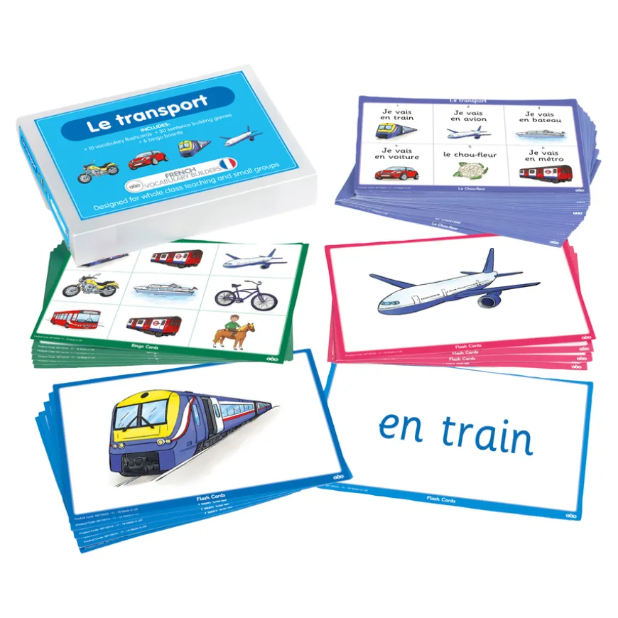 TTS French Transport Vocabulary Builder Activity Cards 46pk