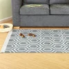 TTS Hexagonal Patterned Grey and Cream Rug
