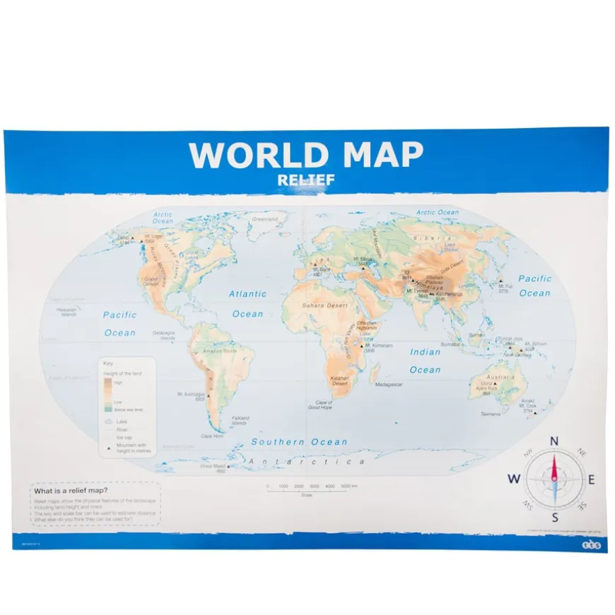 TTS Map of the World Political and Physical A1 KS1
