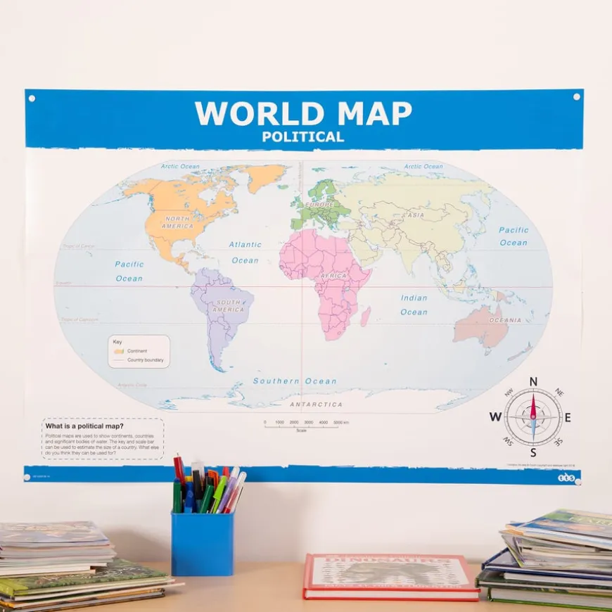 TTS Map of the World Political and Physical A1 KS1