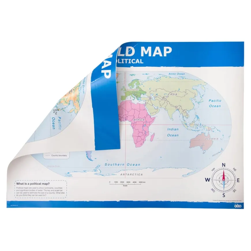 TTS Map of the World Political and Physical A1 KS1