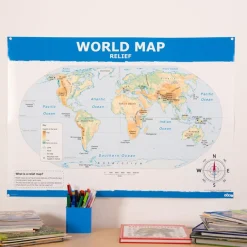 TTS Map of the World Political and Physical A1 KS1