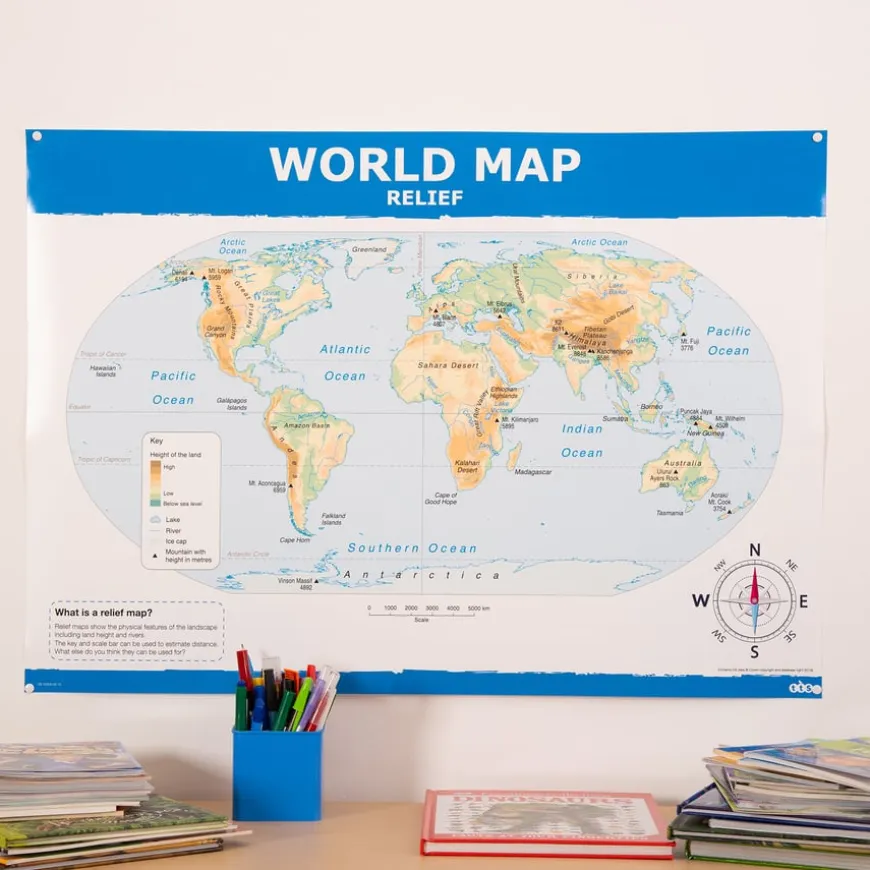 TTS Map of the World Political and Physical A1 KS1