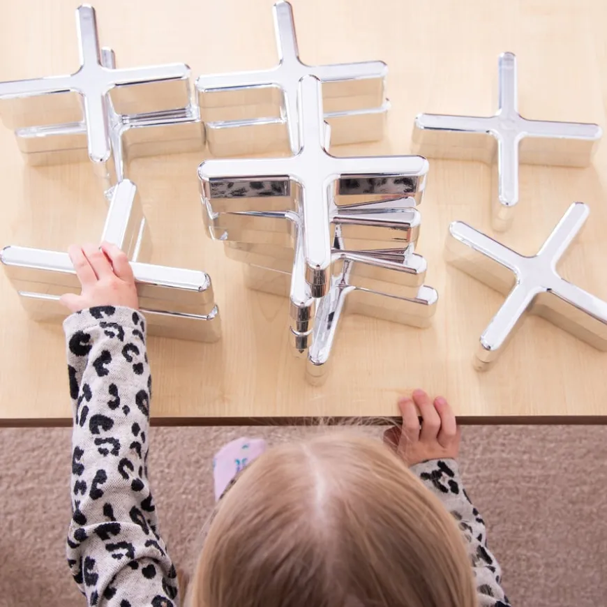 TTS Metallic Silver Stacking Crosses 12pk