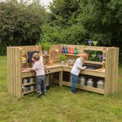 TTS Outdoor Wooden Corner Kitchen Unit H110 x W180 x D180cm