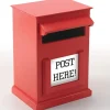 TTS Red Wooden Post Box H31 x W20cm x D15.5cm