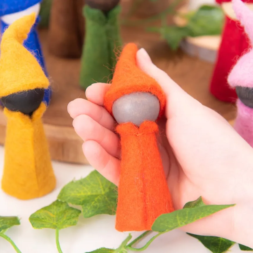 TTS Small World Rainbow Wooden Felt Elves 10pk