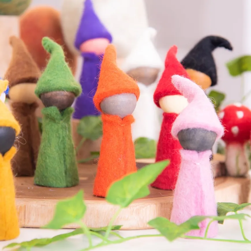 TTS Small World Rainbow Wooden Felt Elves 10pk