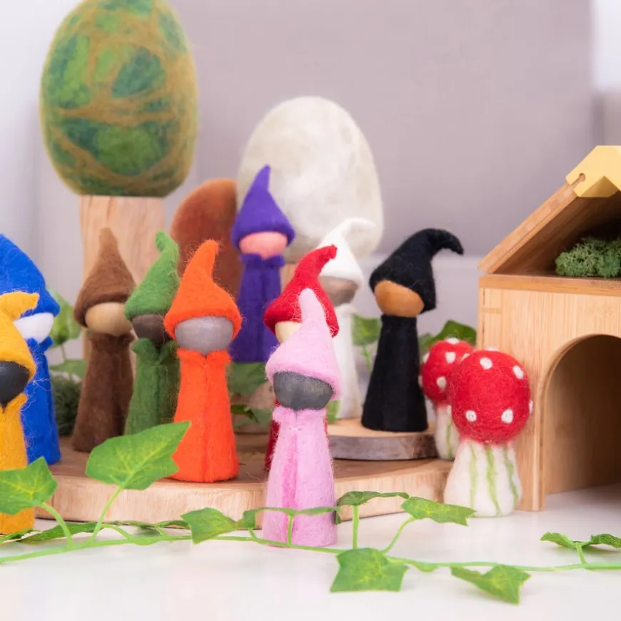 TTS Small World Rainbow Wooden Felt Elves 10pk