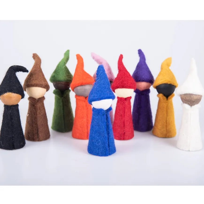 TTS Small World Rainbow Wooden Felt Elves 10pk