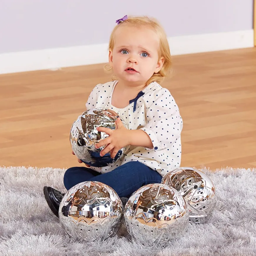 TTS Super Shiny Silver Sensory Balls 4pk