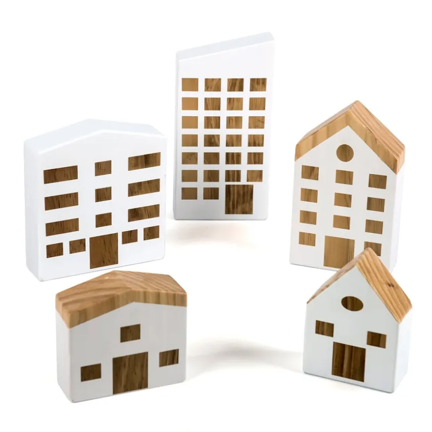TTS Tiny Town Wooden Houses 5pcs