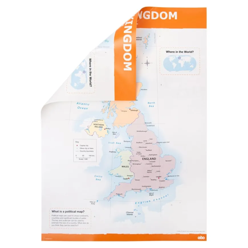 TTS UK Map Political and Physical A1 KS2