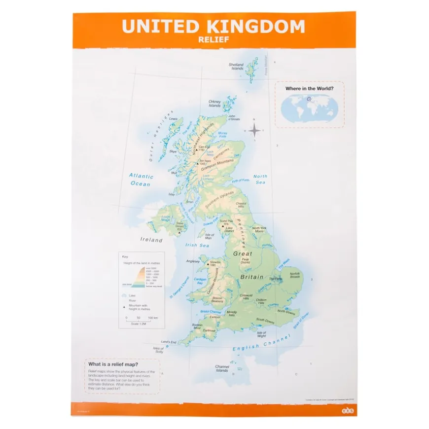 TTS UK Map Political and Physical A1 KS2