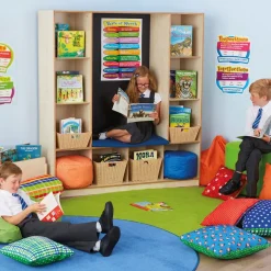 TTS Wooden Bookcase with Seating H1700 x W1500 x D500mm