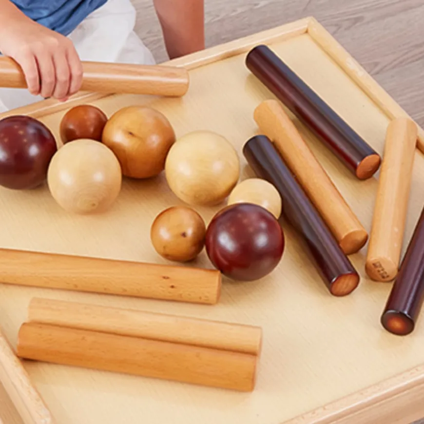 TTS Wooden Cylinders and Balls for Babies 21pcs