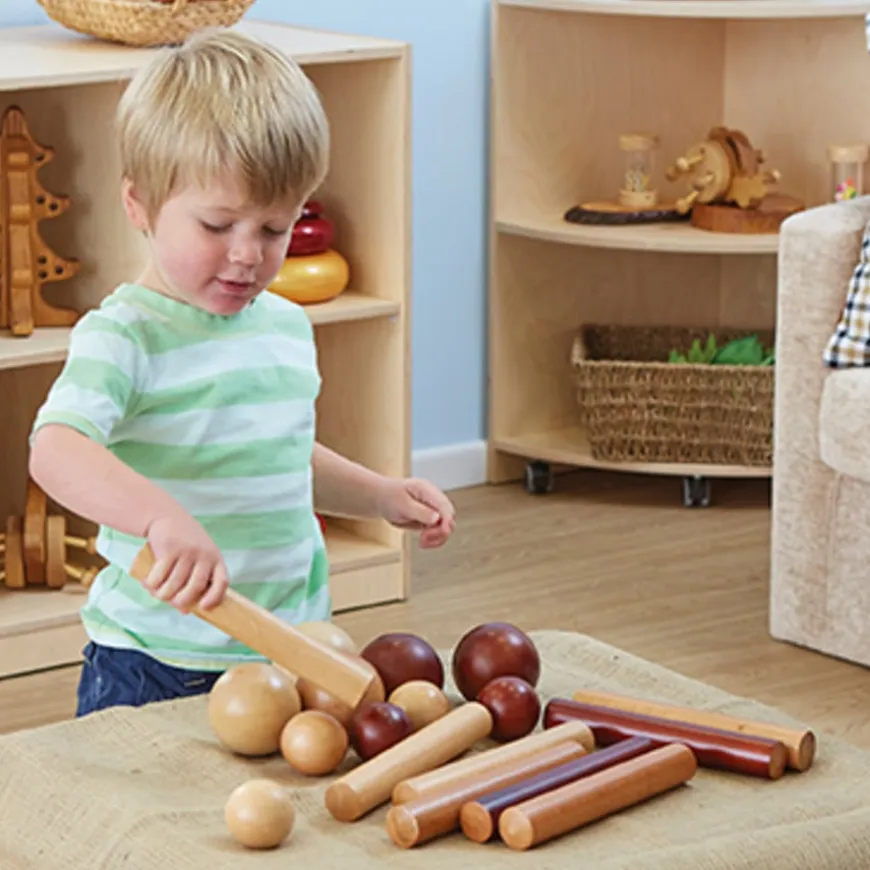 TTS Wooden Cylinders and Balls for Babies 21pcs