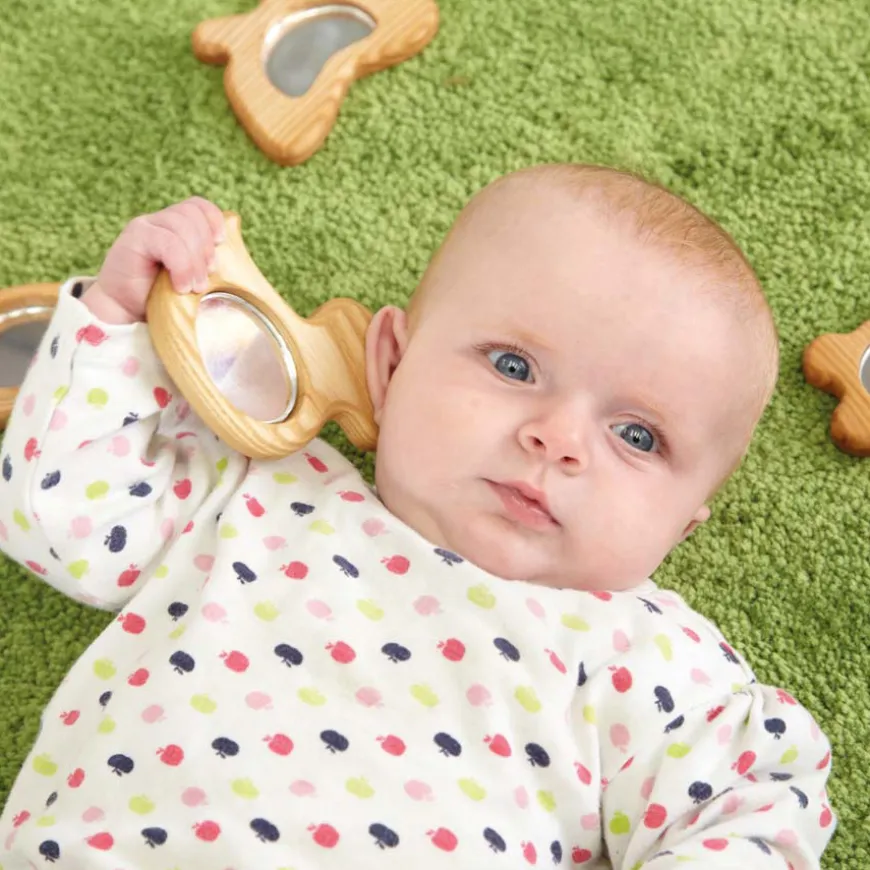 TTS Wooden Handheld Baby Mirrors 5pk