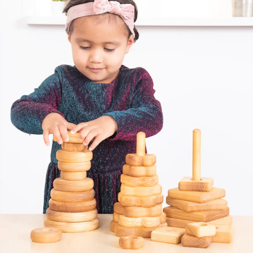 TTS Wooden Manipulative Stacking Pyramids