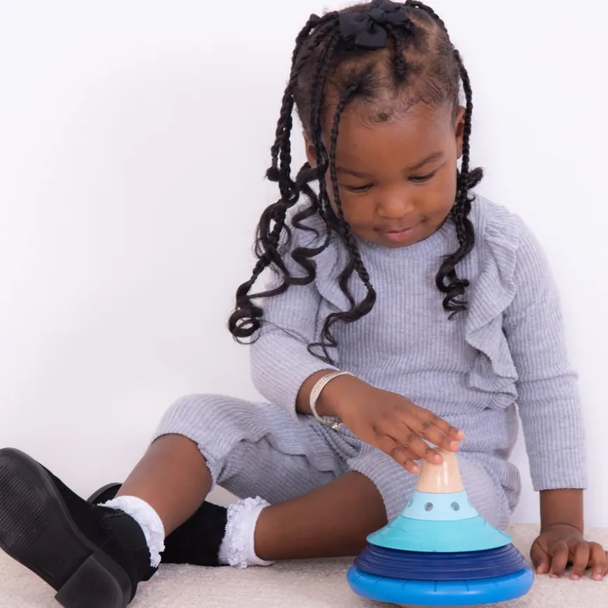 TTS Wooden Twist & Turn Spinning Stacking Tops