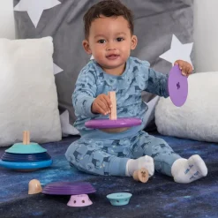 TTS Wooden Twist & Turn Spinning Stacking Tops