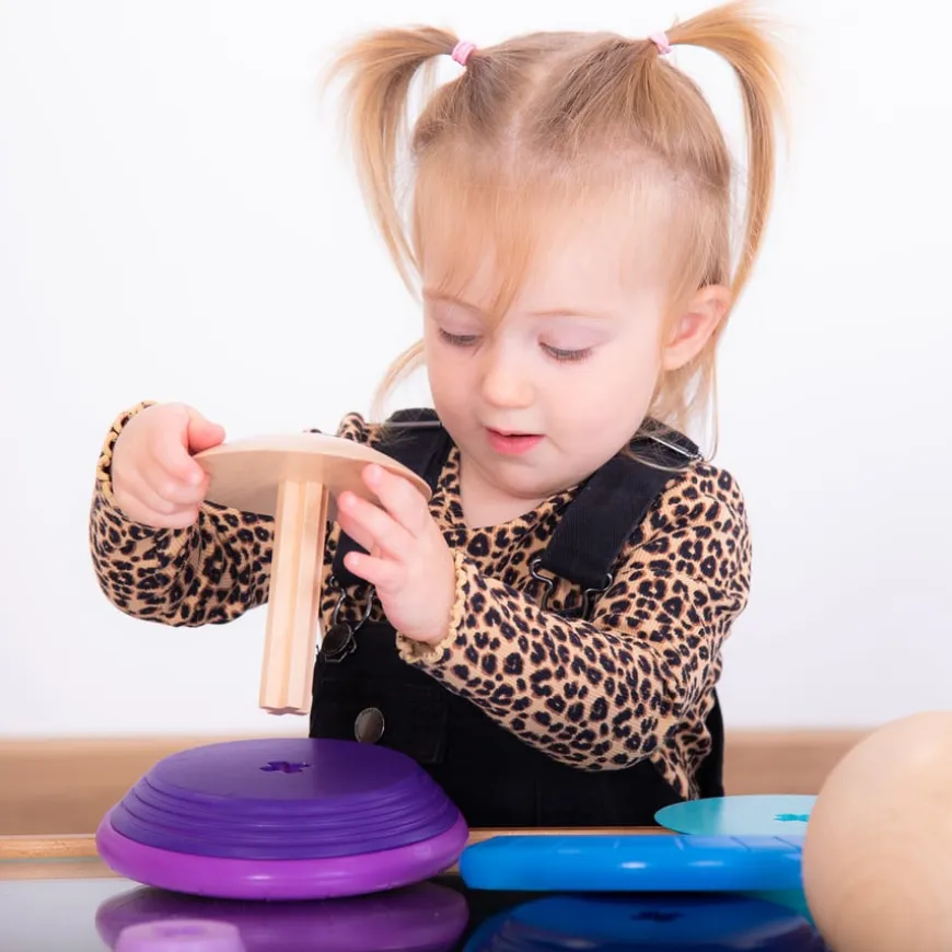 TTS Wooden Twist & Turn Spinning Stacking Tops