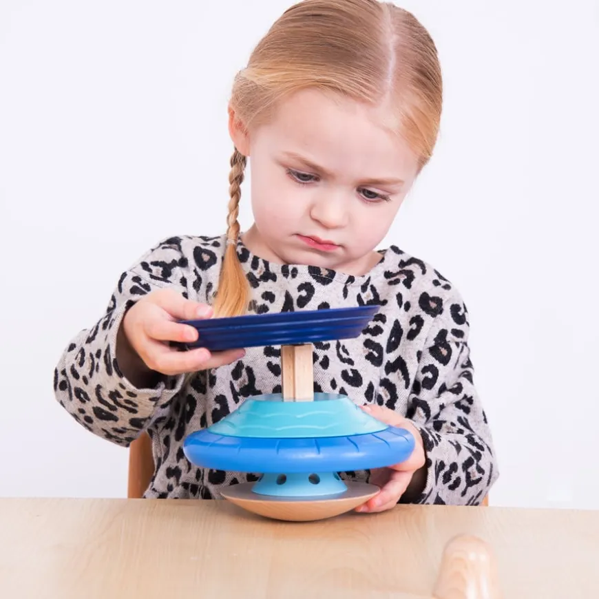 TTS Wooden Twist & Turn Spinning Stacking Tops