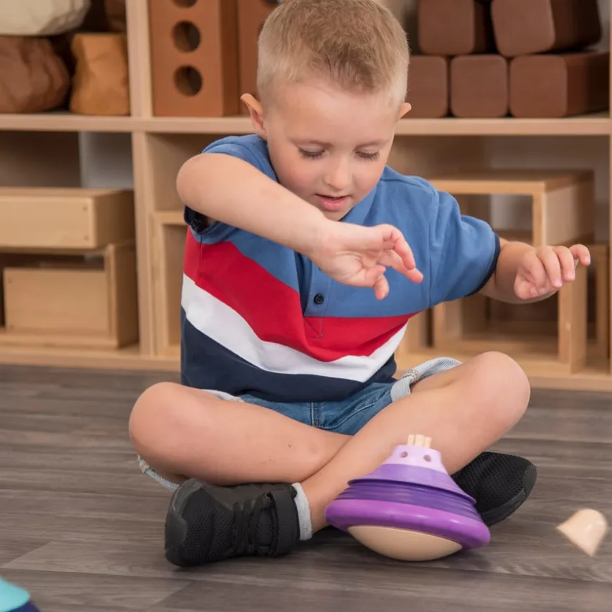 TTS Wooden Twist & Turn Spinning Stacking Tops