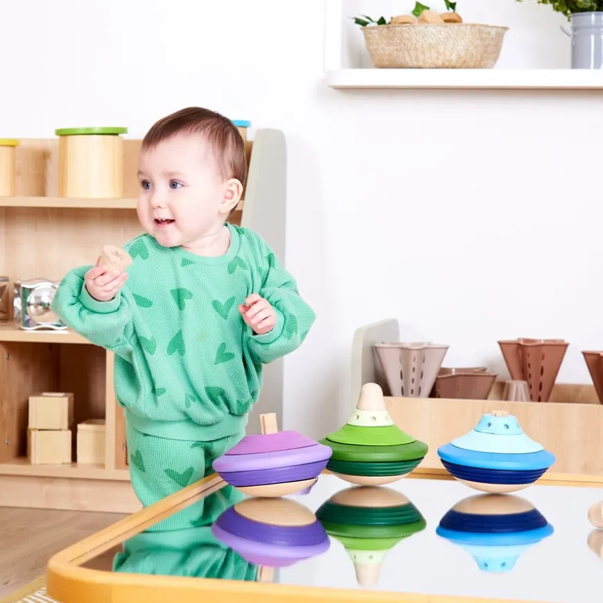 TTS Wooden Twist & Turn Spinning Stacking Tops