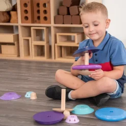 TTS Wooden Twist & Turn Spinning Stacking Tops