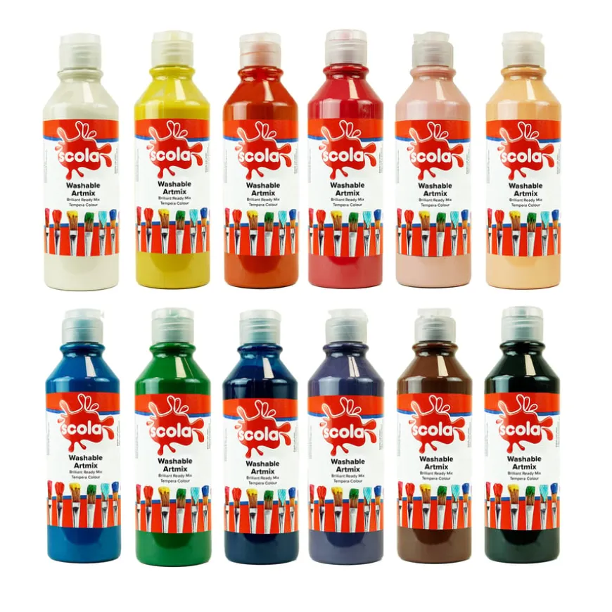 Washable Ready Mixed Paint Assorted 12 x 300ml
