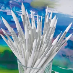 White Nylon Round Paint Brushes 60pk