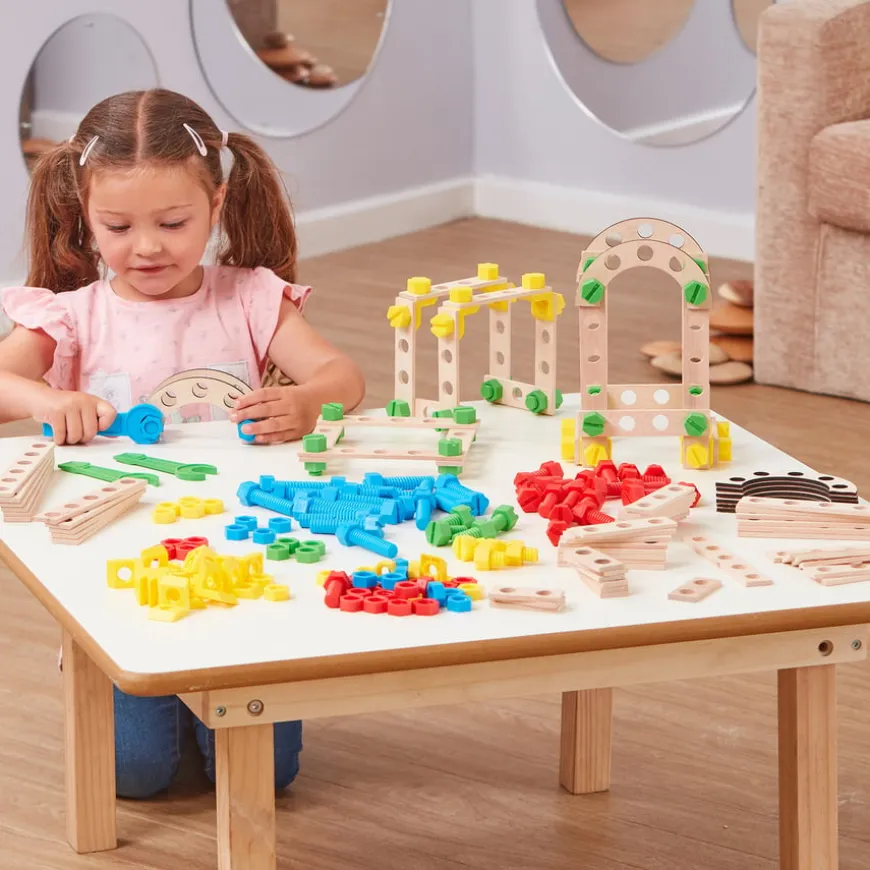 Wooden Construction Blocks with Nuts and Bolts 260pcs