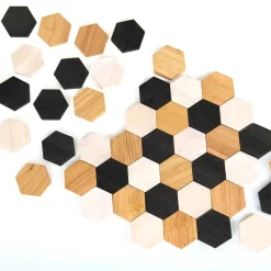 Wooden Hexagon Loose Parts Patterning Tiles