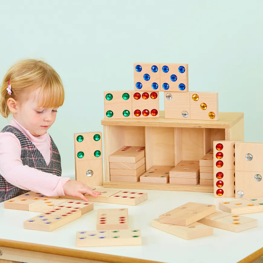 Wooden Jewel Domino Set 28pk