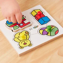 Wooden Large Peg Toddler Puzzle Boards Set 8pk