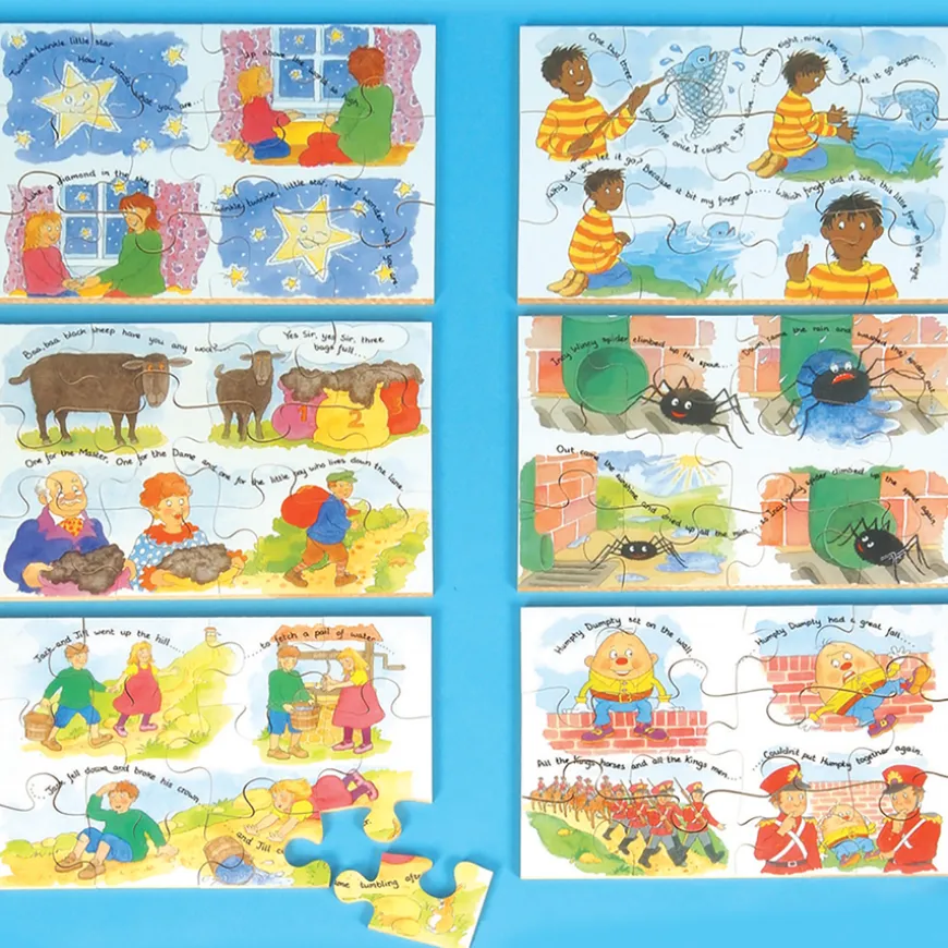 Wooden Nursery Rhyme Jigsaw Puzzle 6pk