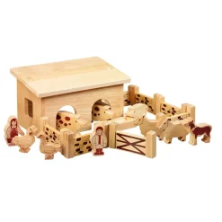 Wooden Pig and Sheep Small World Farm Barn