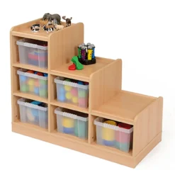 Wooden Tiered Tray Storage Unit